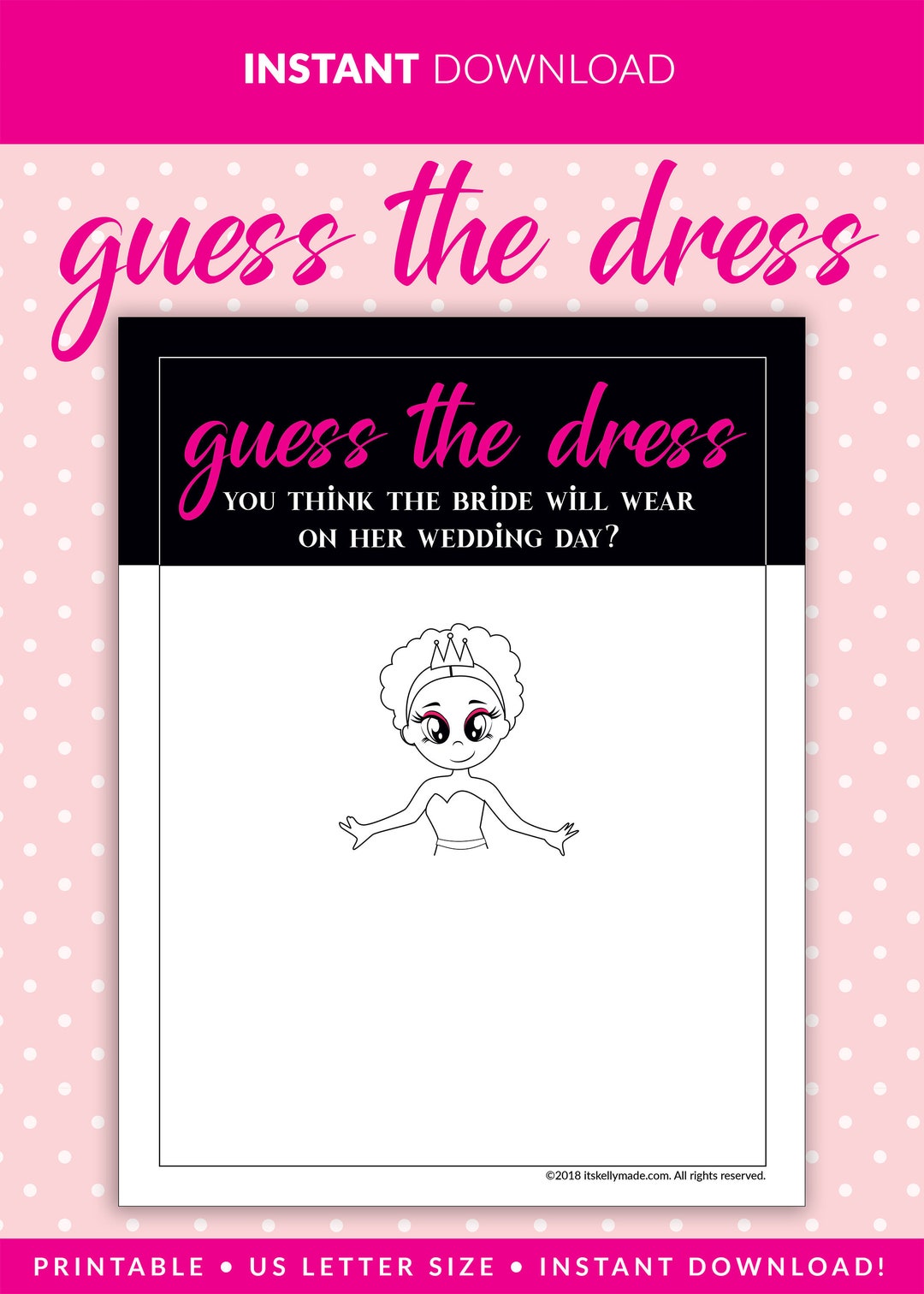 GUESS the DRESS Game, Instant Download, Printable Bridal Shower Game ...