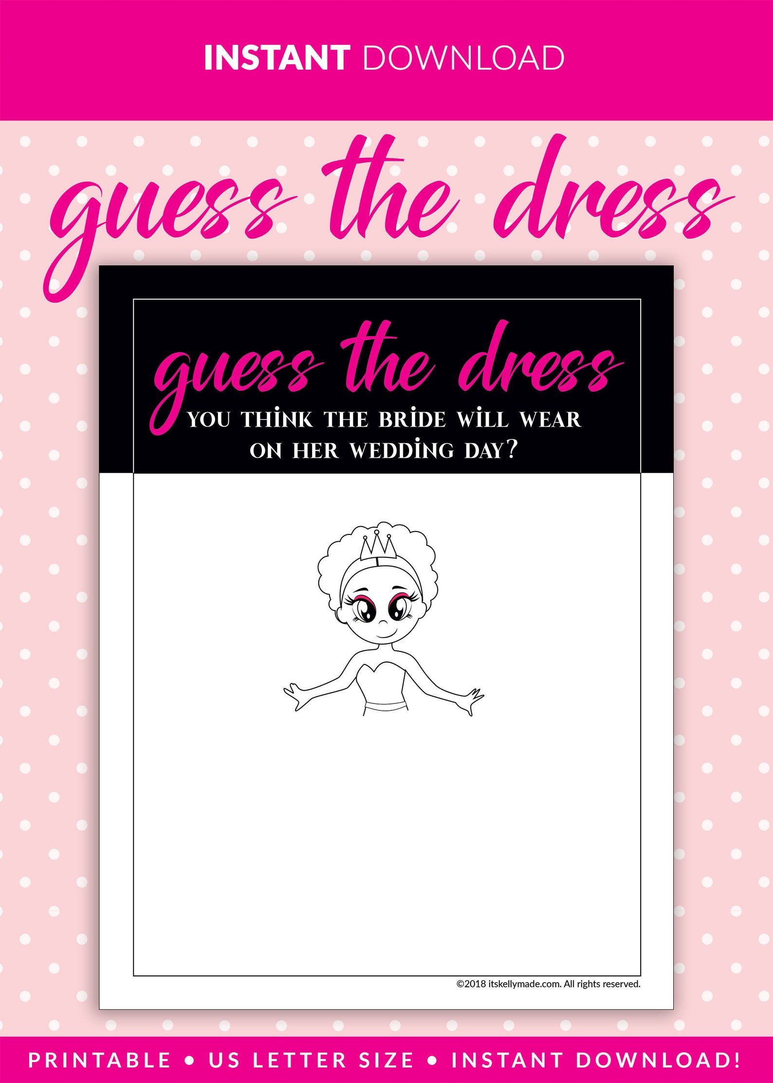 GUESS the DRESS Game, Instant Download, Printable Bridal Shower Game ...