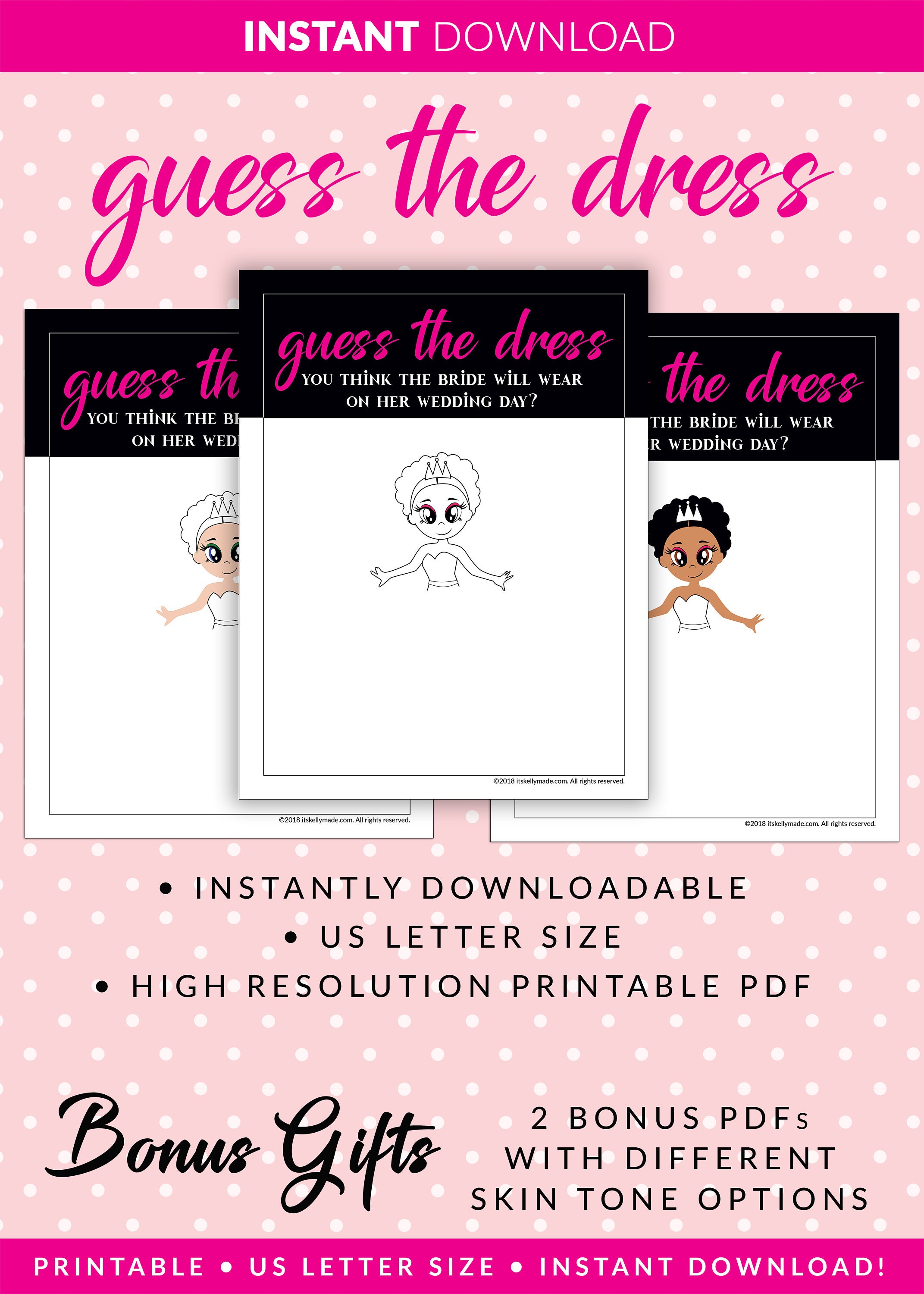 GUESS the DRESS Game, Instant Download, Printable Bridal Shower Game ...