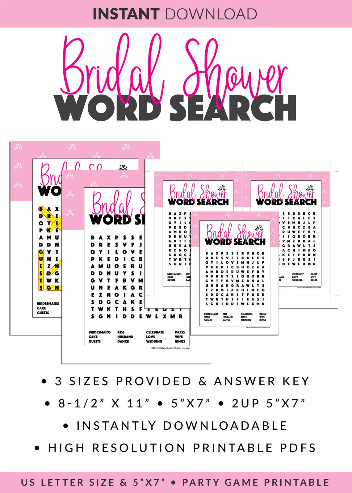 Bridal Shower Word Search | Printable Word Search | Bridal Shower Game ...