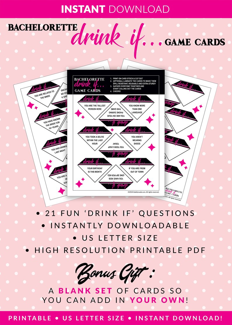 bachelorette drink if cards party game printables etsy