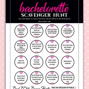 Bachelorette Party SCAVENGER HUNT, Instant Download, Printable Game ...