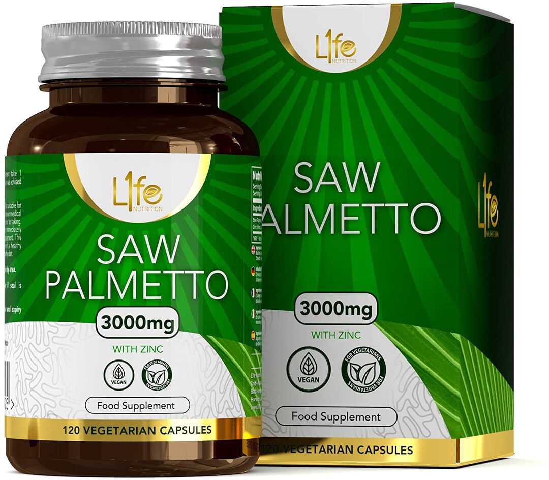 L1fe Nutrition Saw Palmetto & Zinc Capsules 3000mg Sawpalmetto Extract