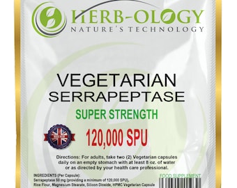 Serrapeptase 120,000 SPU Capsules Best High Potency Good Health Supplement by Herb-ology