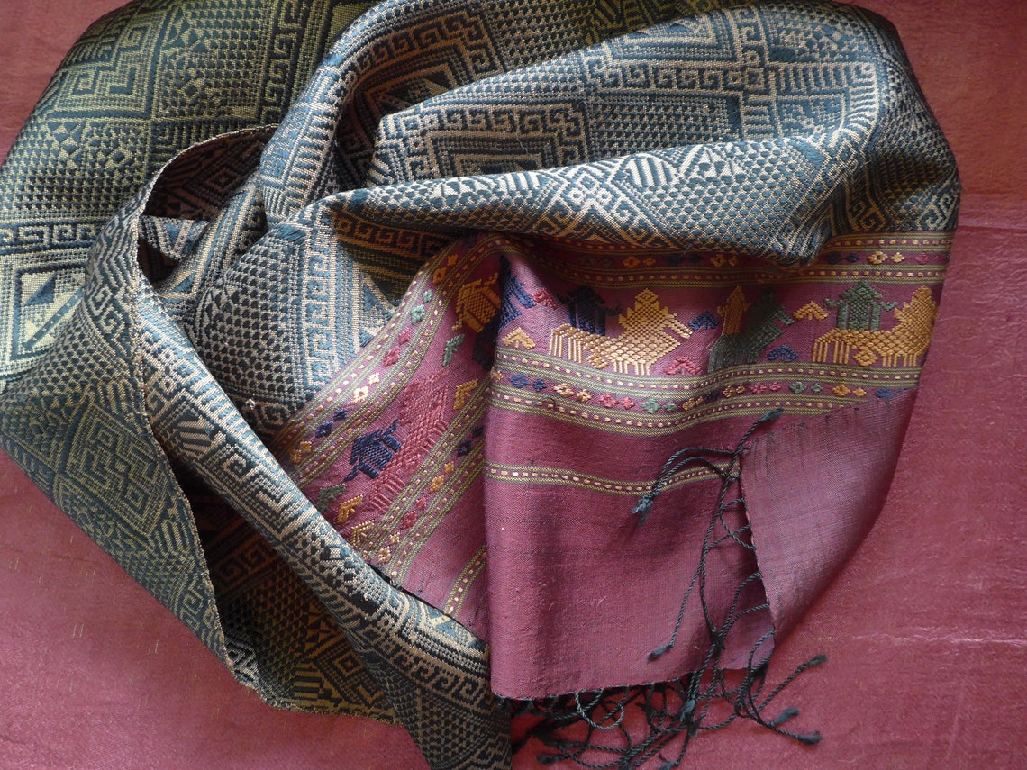 Lao Handwoven Silk Scarf Etsy