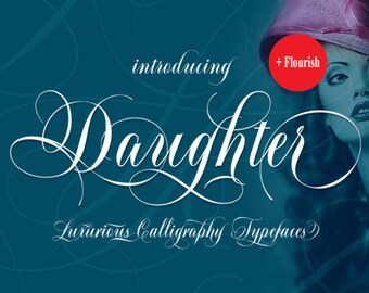 70% OFF SALE Modern Calligraphy Font, Daughter Script Font, Calligraphy Typeface, Script Font Download, Hand Lettered Font, Watercolor Font