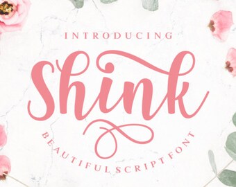 70% OFF SALE Modern Calligraphy Font, Shink Font, Calligraphy Typeface, Script Font Download, Hand Lettered Font, Watercolor Saphira Font