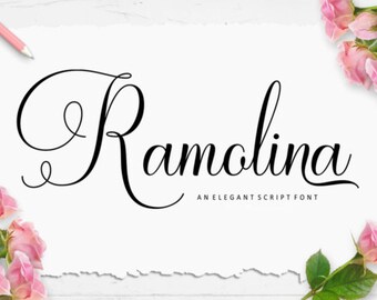 70% OFF SALE Modern Calligraphy Font, Ramolina Script Font, Elegant Script Font, Calligraphy Typeface, Handwritten Font, Hand Lettered Font