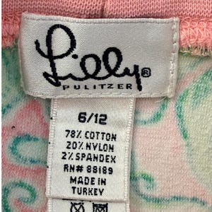Vtg 90s Lilly Pulitzer Baby Girl 6/12 Pink Green Lion & Fish Pants White label image 3