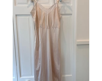 VTG Dixie Belle Slip Dress 38 Pink Lace Trim Satin Slipnightgown USA Coquette