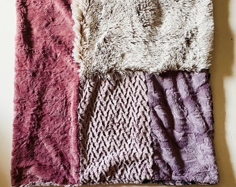 Minky Cuddle Blanket, Minky Snuggle Blanket, Dusty Pink Purple Dusty Cheetah Blanket, Baby Lovey, Baby Snuggies