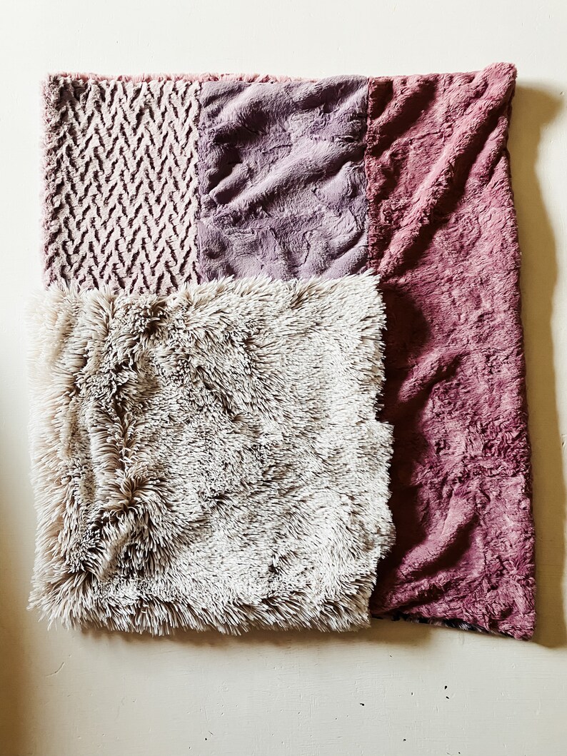 Minky Cuddle Blanket, Minky Snuggle Blanket, Dusty Pink Purple Dusty Cheetah Blanket, Baby Lovey, Baby Snuggies image 1