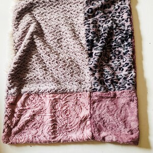 Minky Cuddle Blanket, Minky Snuggle Blanket, Dusty Pink Purple Dusty Cheetah Blanket, Baby Lovey, Baby Snuggies image 2