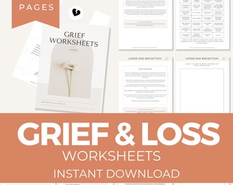 Printable Grief Worksheets INSTANT DOWNLOAD Grief Workbook Grief & Loss Therapy Worksheets Counselling Worksheets