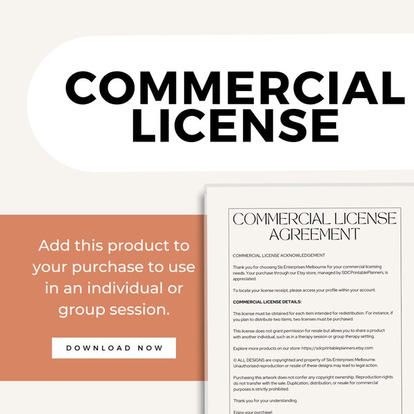 Commercial License for Product Distribution - Permission to Use In Individual Therapy & Group Therapy - One Commercial License per Product