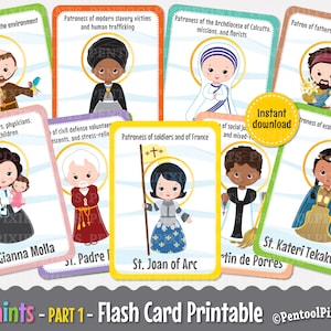 Afdrukbare heiligen-flashkaarten, katholieke heiligen-flashkaarten, heiligen-flashkaarten, educatieve flitskaarten, afdrukbare flitskaarten, DEEL 1
