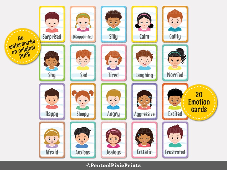 Printable Emotions Flash Cards, Emotions Flashcards, Emotion Flashcards ...