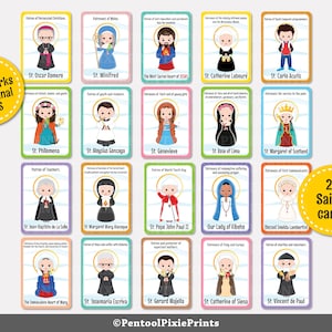 Printable Saints Flash Cards, Catholic Saints Flashcards, Saints