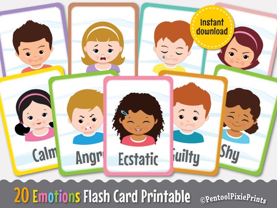 Printable Emotions Flash Cards Emotions Flashcards Emotion - Etsy