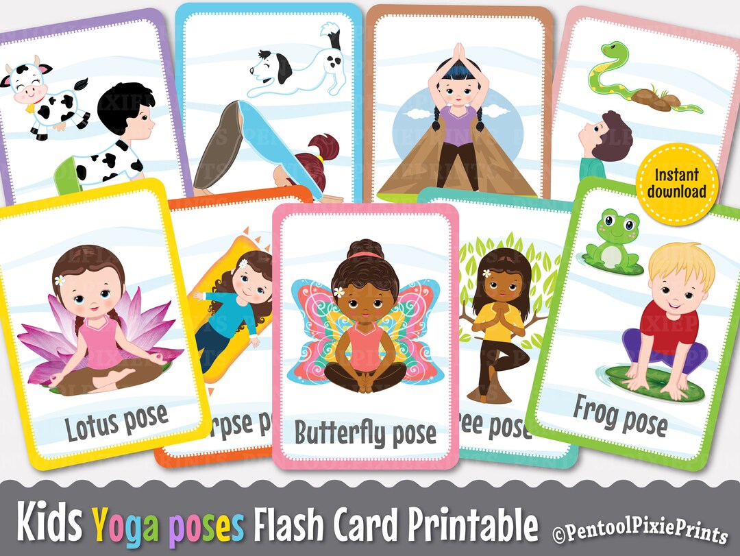 Kids Yoga Flash Cards, Yoga Flashcards, Educational Flash Cards ...