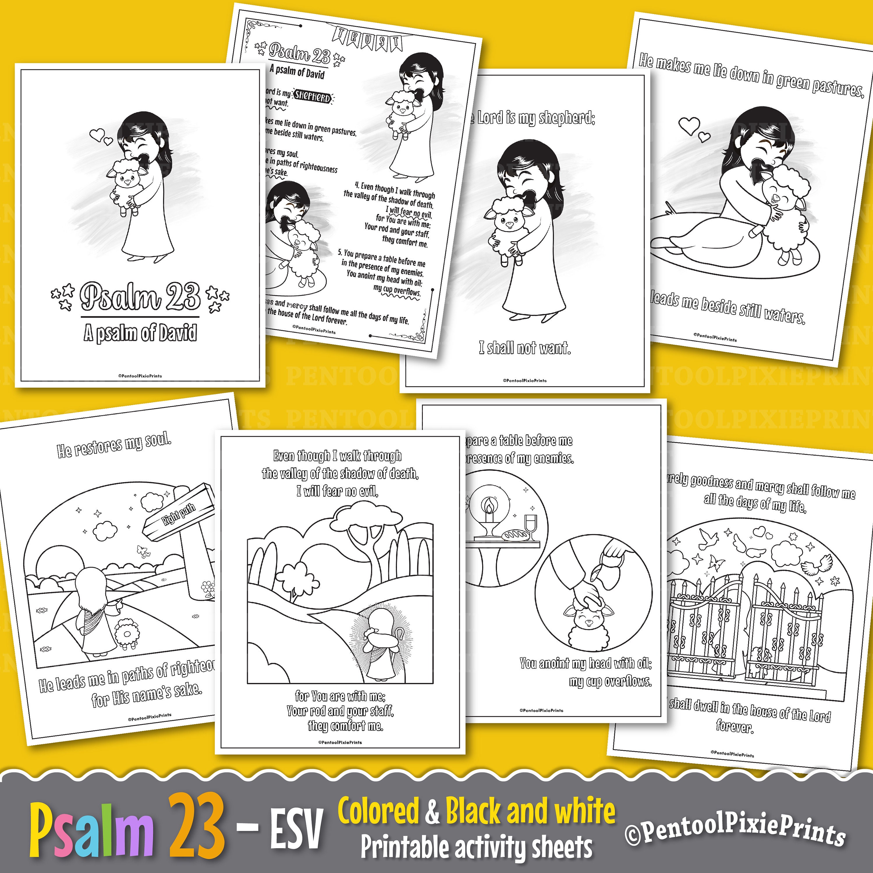 Psalm 23, ESV, Printable Activity, Kids Bible Study, Homeschool ...
