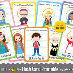 Cartes flash imprimables saints, cartes flash saints catholiques, cartes flash saints, cartes flash éducatives, cartes flash imprimables, partie 4