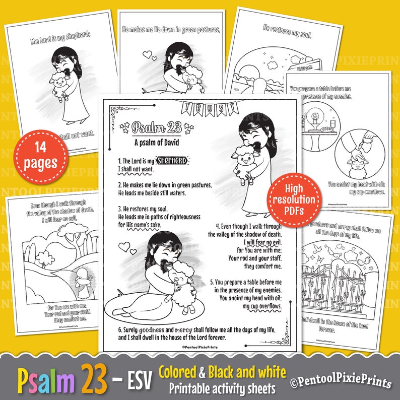 Psalm 23 ESV Printable Activity Kids Bible Study Homeschool Psalm 23 ESV Printable Activity Kids Bible Study Homeschool