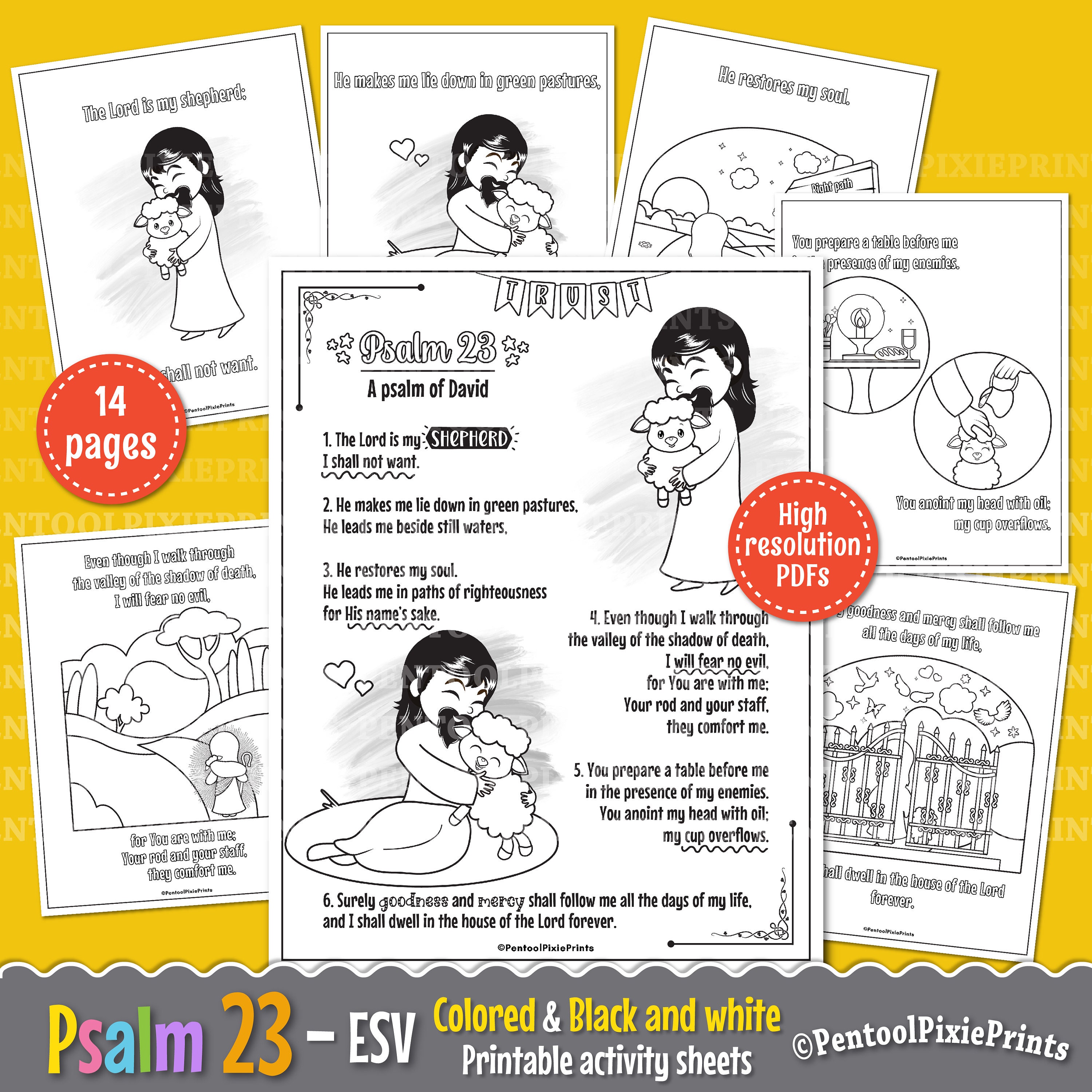 Psalm 23, ESV, Printable Activity, Kids Bible Study, Homeschool ...