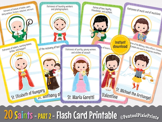 Printable Saints Flash Cards Catholic Saints Flashcards - Etsy