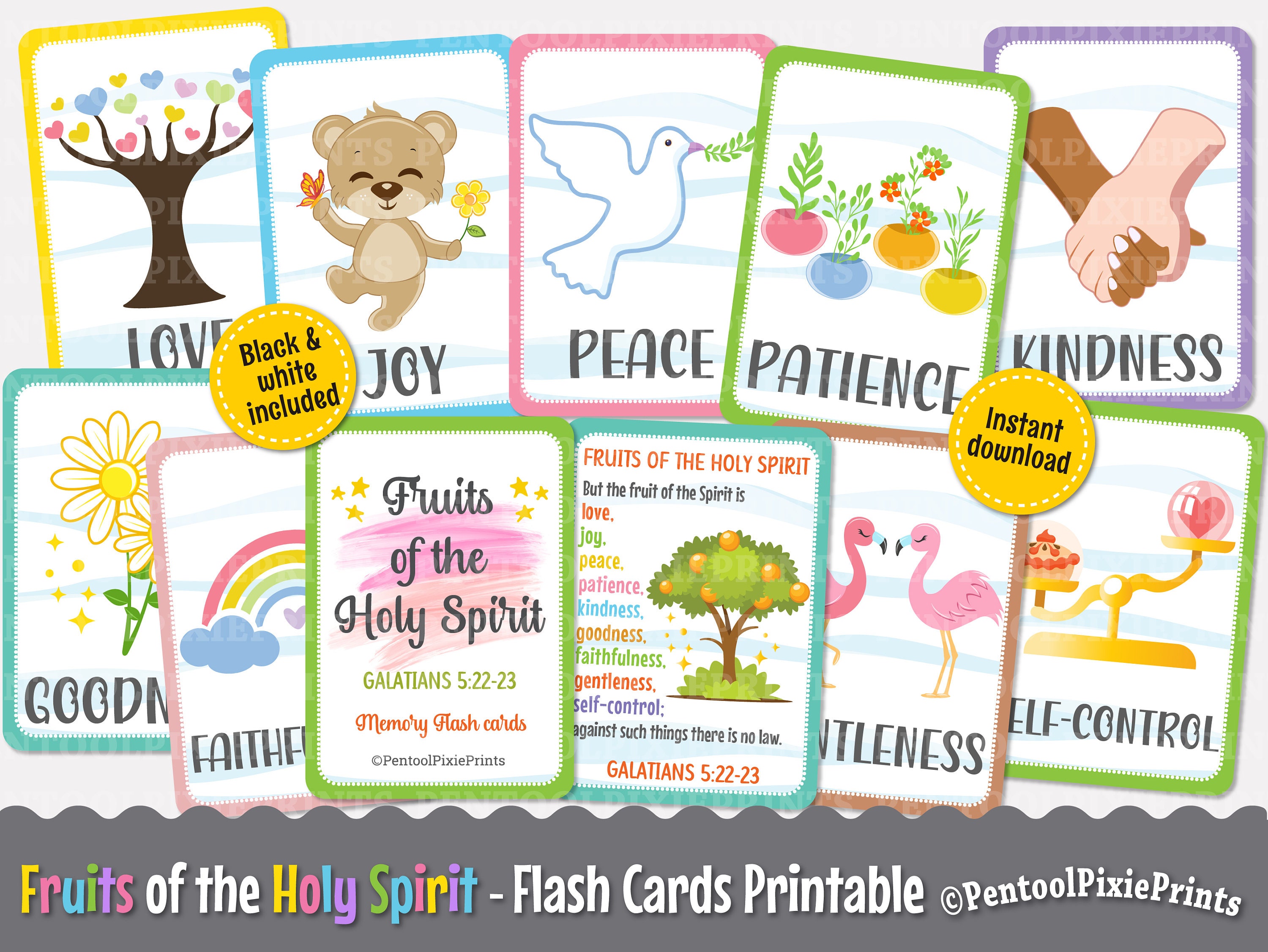 Fruits of the Holy Spirit, Flash Cards, Fruits of the Spirit