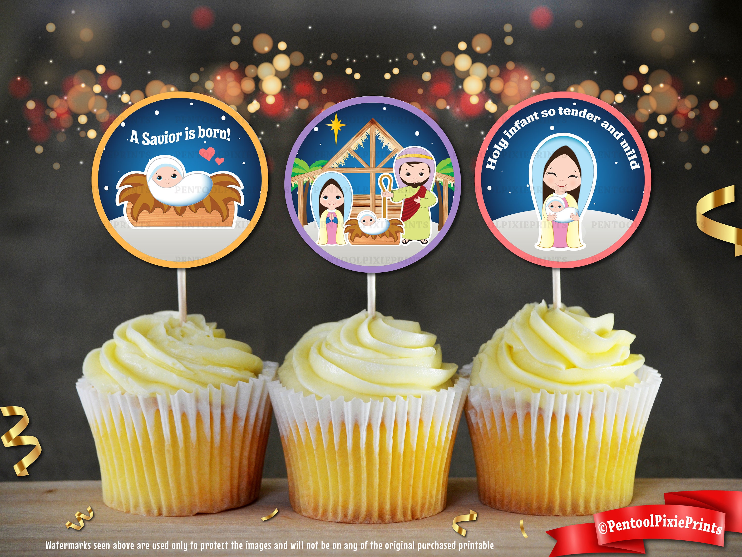 Nativity Cupcake Toppers, Christmas Printables, Cupcake Toppers ...
