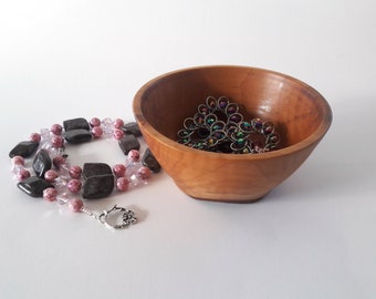 Rustic Ring Jewelry Dish,  Pear Wood Bowl