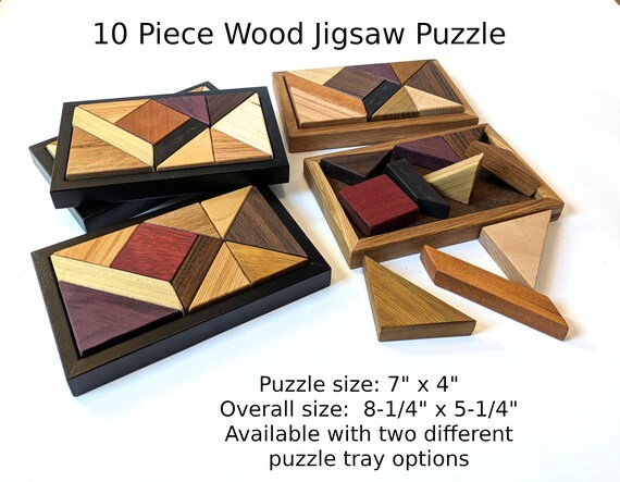 Wood Jigsaw Puzzle, Tangram Mosaic Geometric Brain Teaser
