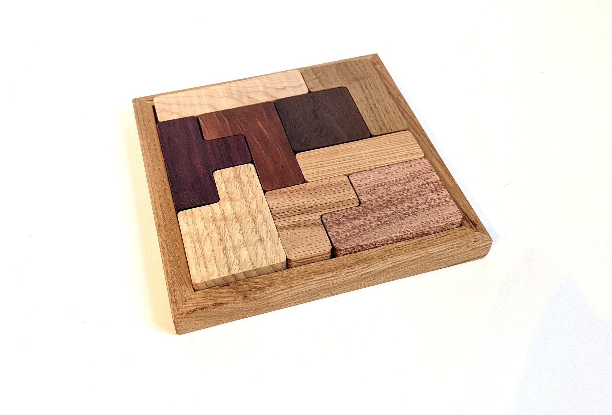 Wood Geometric Blocks Jigsaw Puzzle, Mixed Hardwoods - Etsy