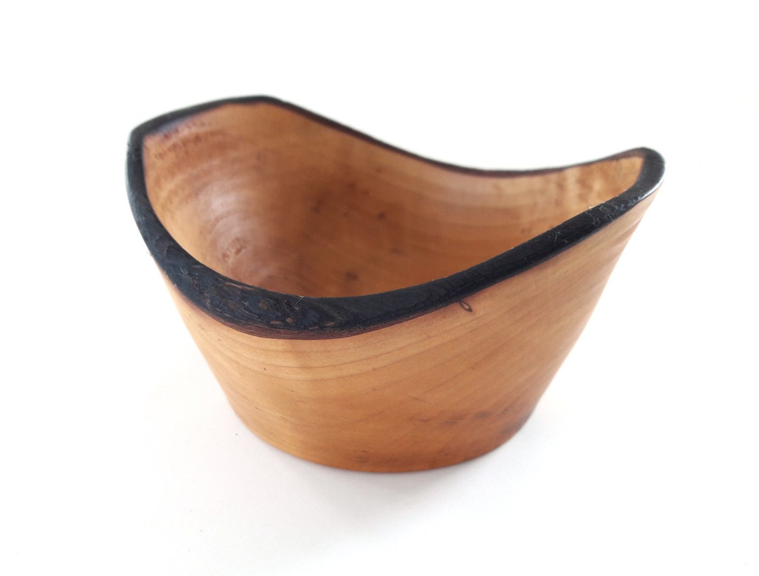 Charred Live Edge Wooden Jewelry Bowl, Rustic Pear Wood Etsy