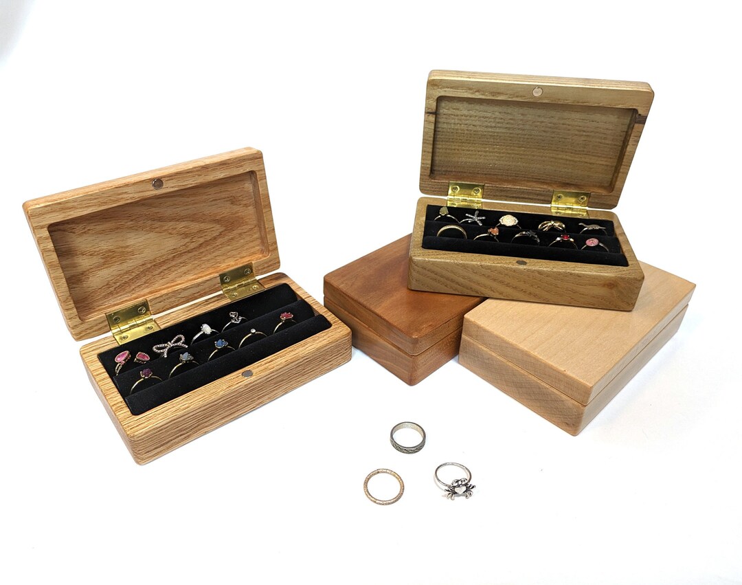 Ring Case With Wood Ring Box, Compact Travel Case for Rings, Earrings, Cuff Links - Etsy