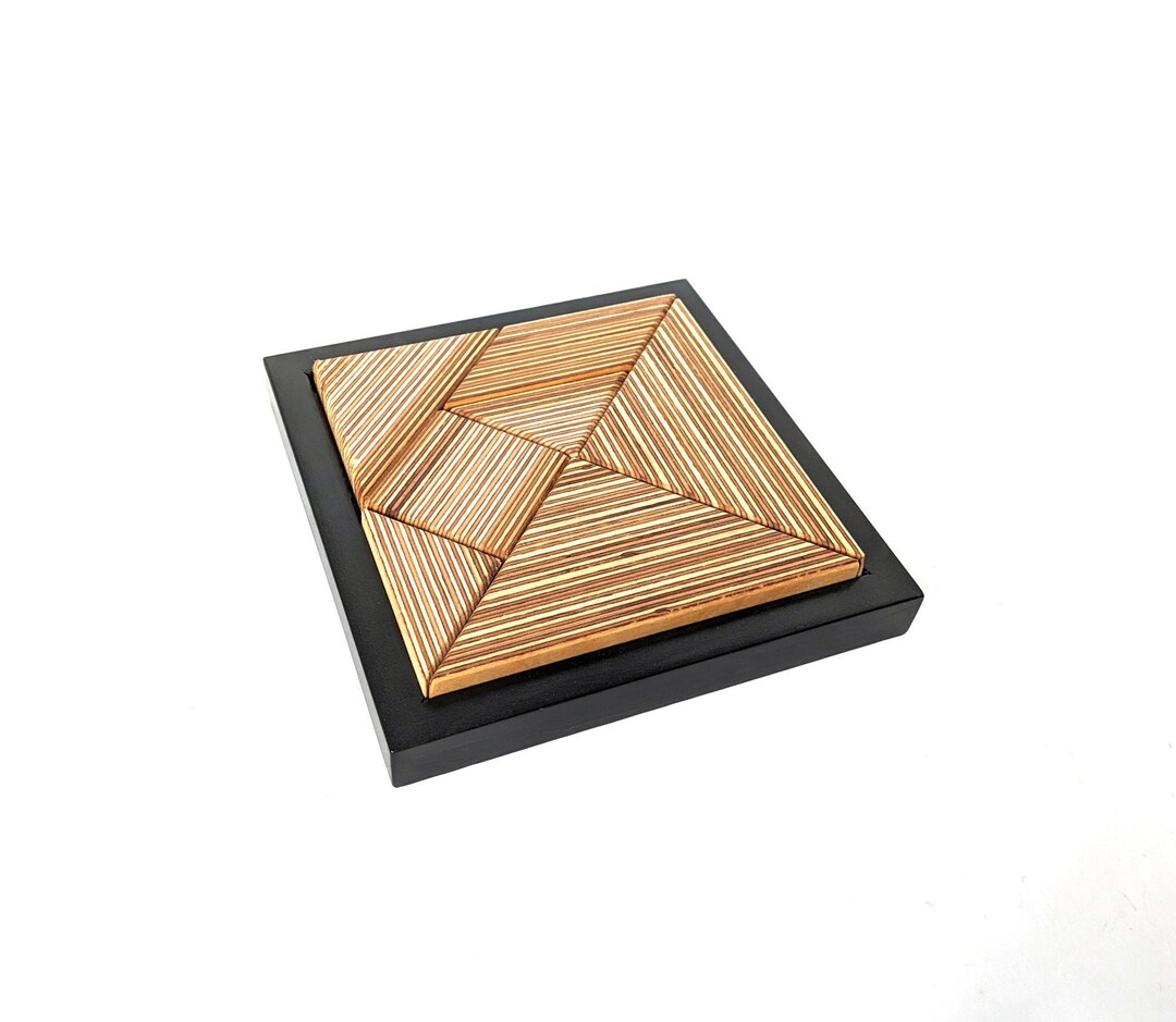 Tangram Jigsaw Puzzle, Unique Seven Piece Plywood Geometric Brain