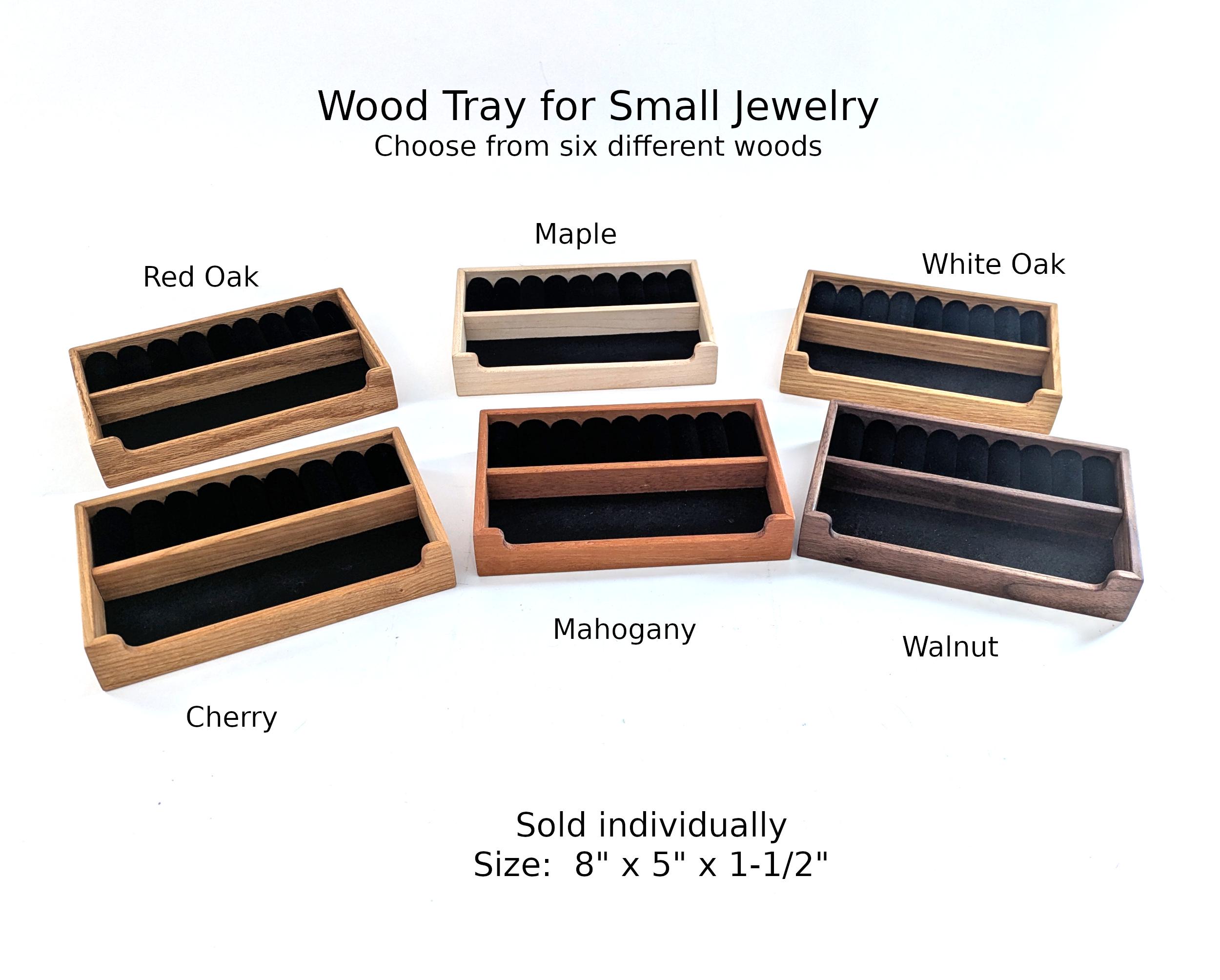 Wood Tray Organizer for Rings, Earrings, Small Jewelry, Velvet