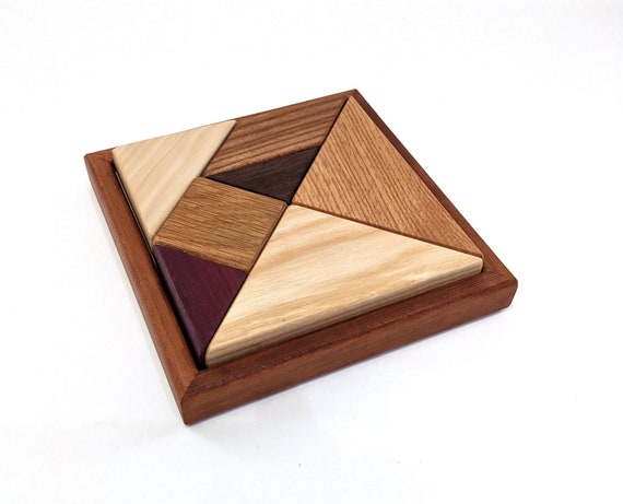 Tangram Wood Jigsaw Puzzle Classic Brain Teaser Shapes Toy - Etsy