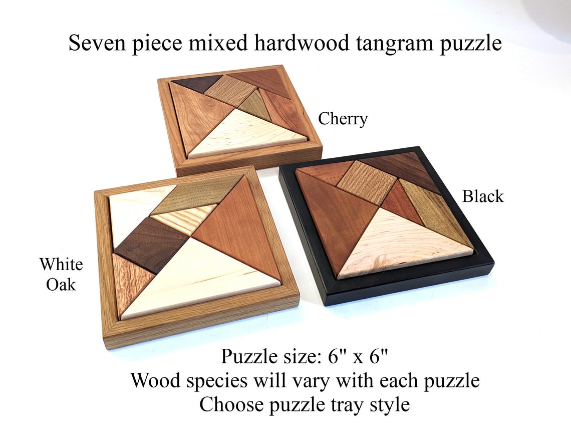 Tangram Wood Jigsaw Puzzle, Classic Brain Teaser, Shapes Toy - Etsy