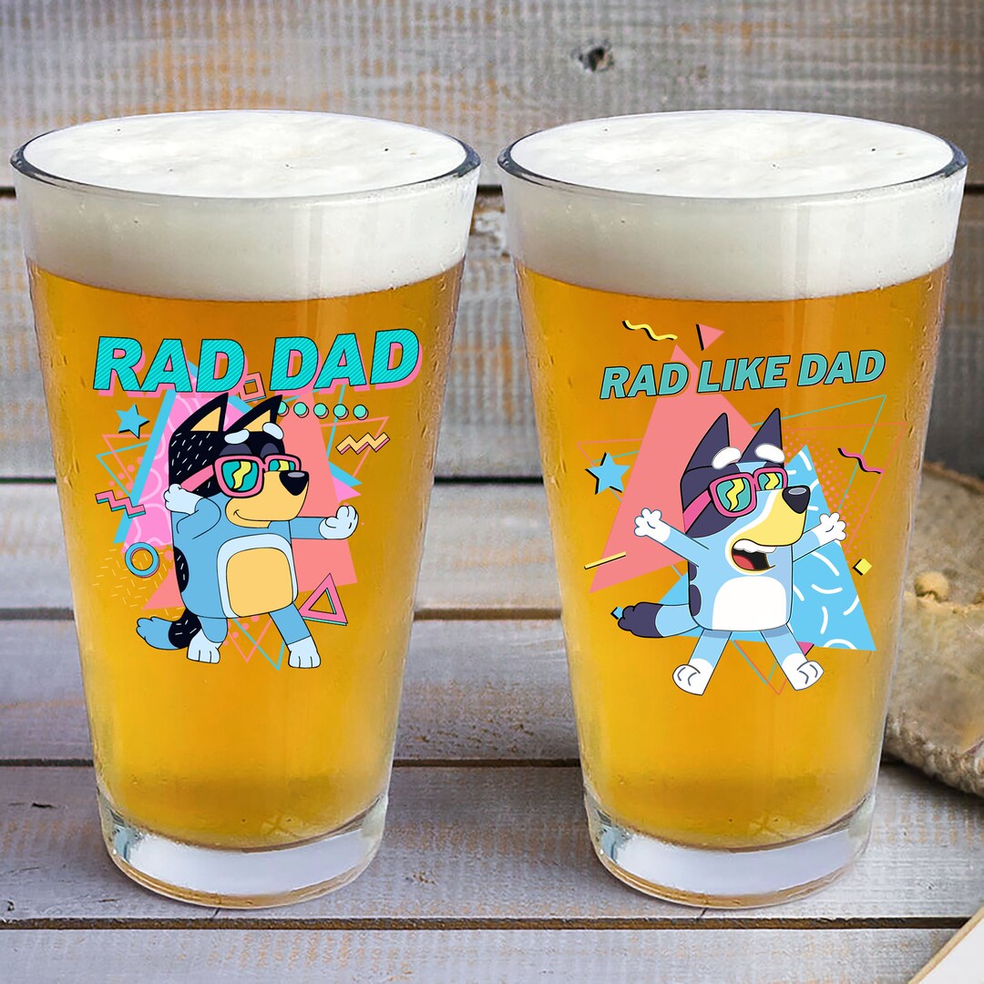 Dad Bod Bluey Beer Glass, Bluey Dad Beer Glass, Personalized Dad Beer