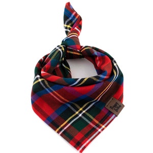 Christmas Tartan bandana // Christmas Dog Bandana, Winter dog bandana, Red dog bandana, Cotton dog bandana, Holiday dog bandana