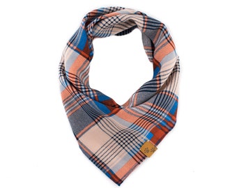 Blueberry & Peach Plaid - Summer Dog Bandana, Tie On Dog Bandana, Dog Bandanas, Plaid Dog Bandana, Dog gift, Stylish Dog Bandana