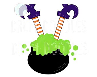Watercolor Witch Cauldron PNG – Halloween Clipart, Sublimation Design (Digital Download)