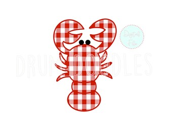 Watercolor PNG Lobster Faux Applique - Hand painted - Printable - Heat Transfer Design - Sublimation Design