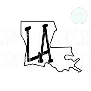 Louisiana Handlettered State Outline PNG - LA png - Heat Transfer Design - Sublimation Design - Drum Doodles