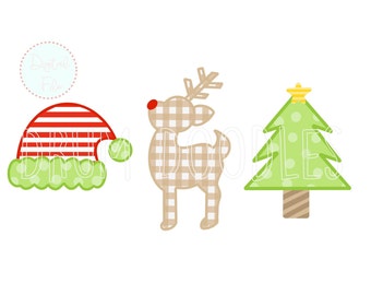 Aquarel kerst cliparttrio - faux stoffen png (digitale download)