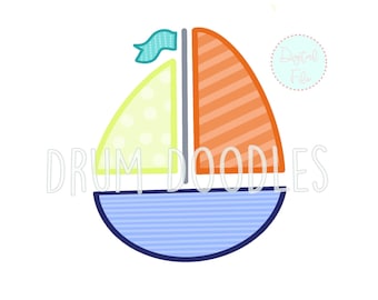 Aquarel PNG zeilboot-faux applique-Heat Transfer design-sublimatie design-digitale clipart-afdrukbare bestand