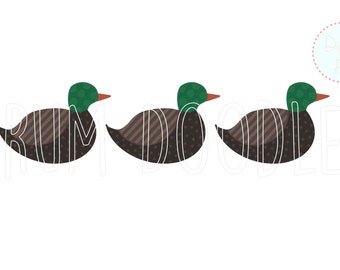 Watercolor Mallard Duck Trio PNG – Faux Applique Clipart (Digital Download)