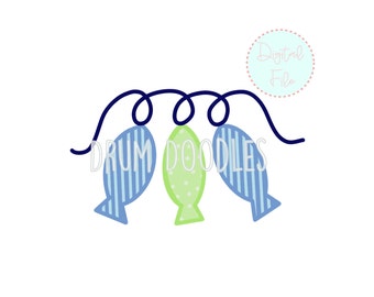 Watercolor PNG Fishing Faux Applique Heat Transfer Design Sublimation Design